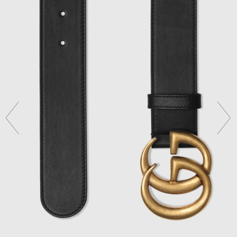 Gucci Black Leather Double G Buckle Belt 75CM